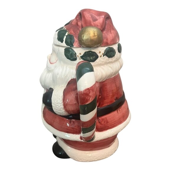 Jay Imports 1997 Santa Christmas Ceramic Teapot Lid Teddy Bear & Toy Bag 8.5" Ta - Picture 6 of 9